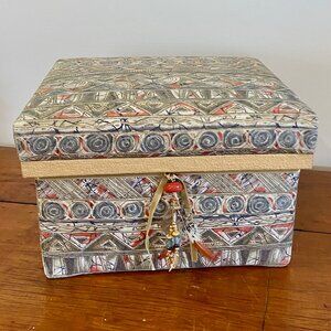 RARE-Japanese Fabric Covered Wooden Tin Lined Tea Box (CHABAKO) - Handcovered